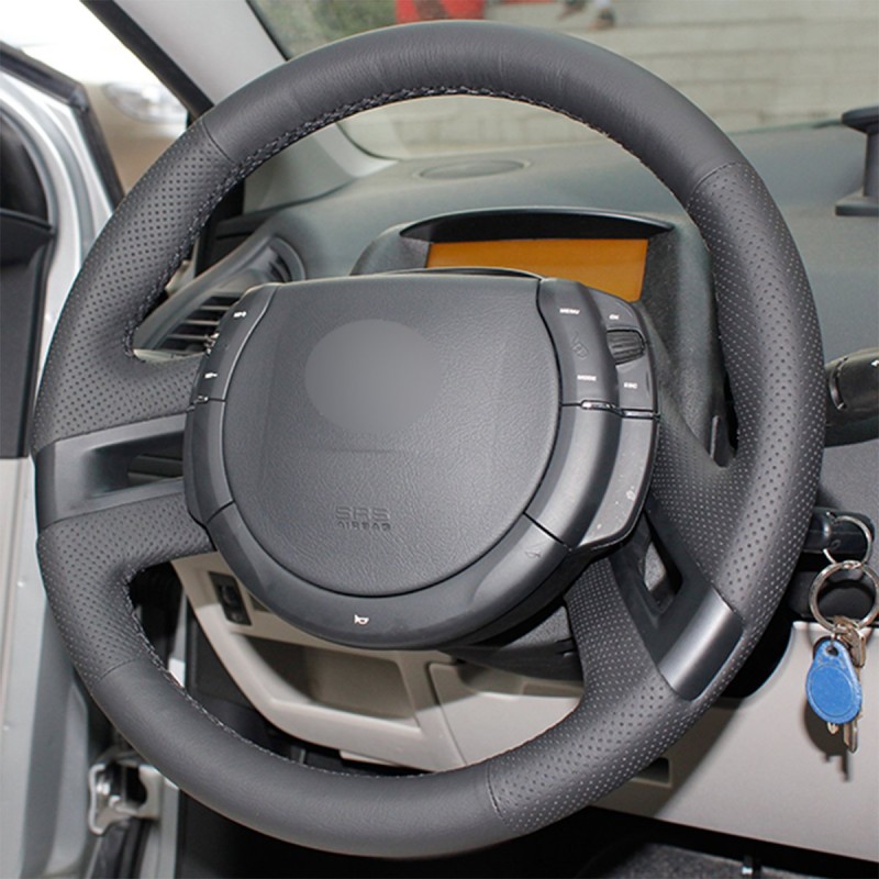 Loncky Auto Custom Fit OEM Black Genuine Leather Steering Wheel Cover